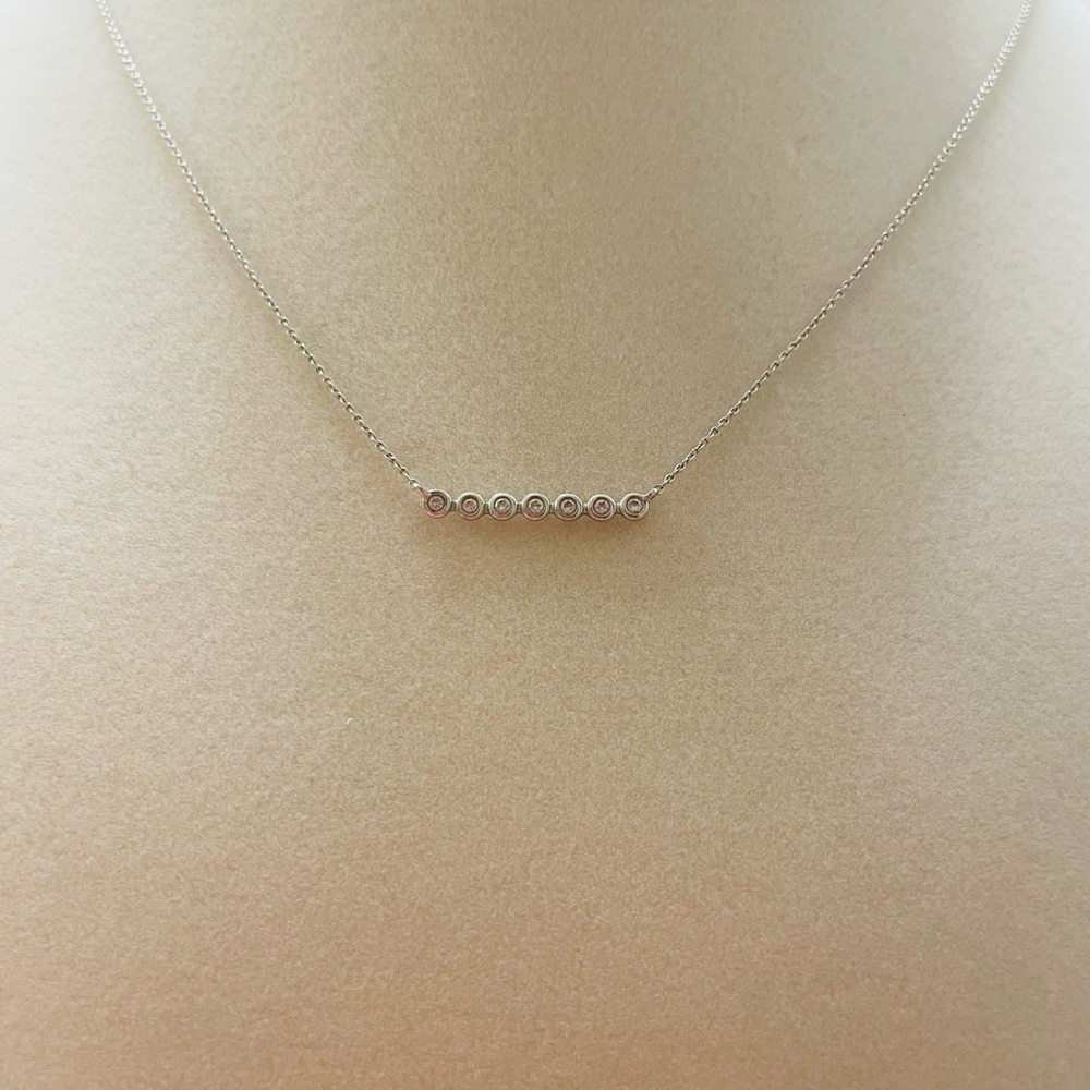Dana Rebecca Lulu Jack Diamond Bezel Bar Necklace in White Gold
